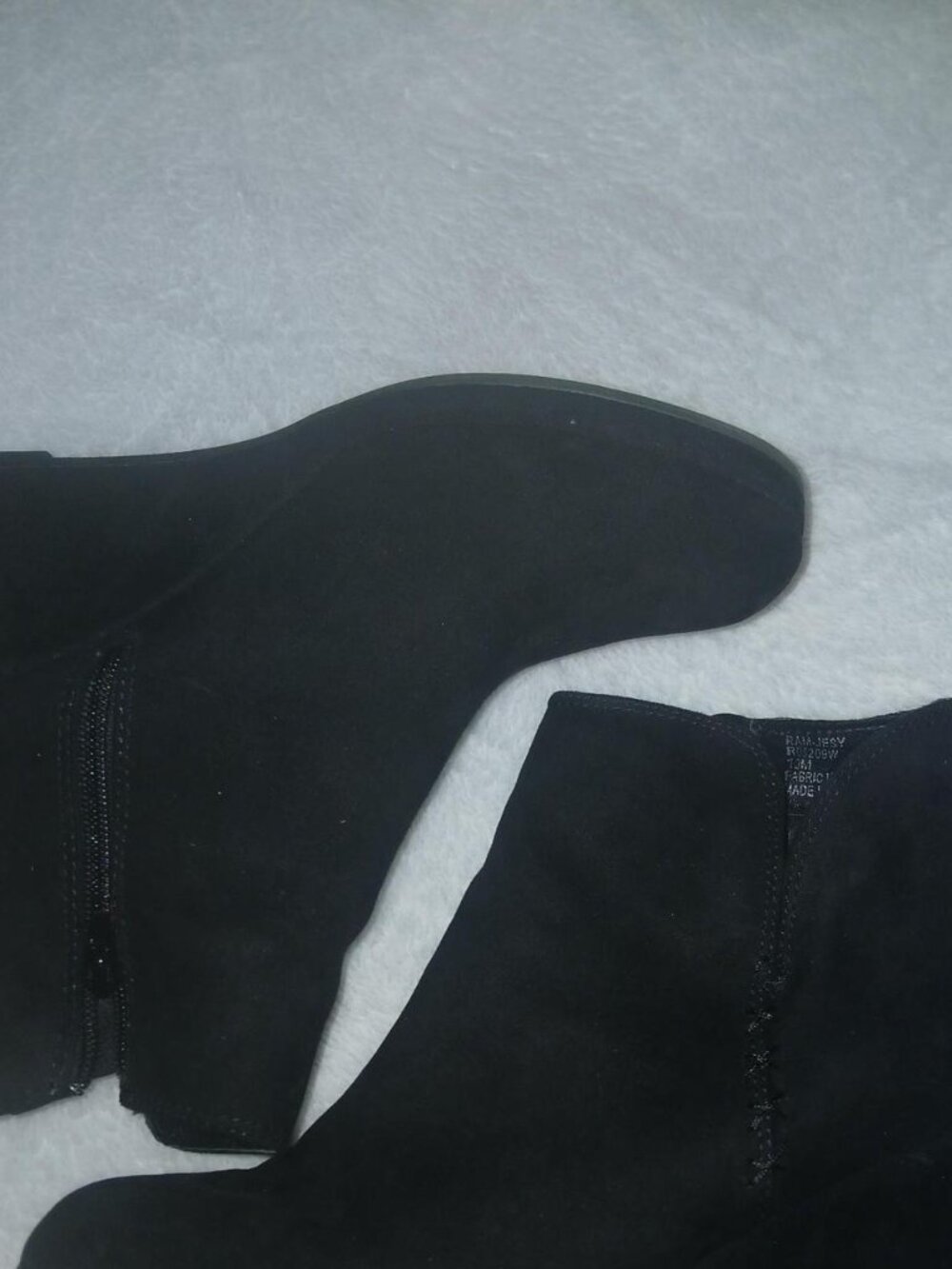 Ram-Jesy Black suede ankle boots with a platform heel, size US 10